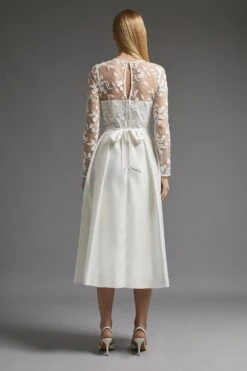 Coast Embroidered Bodice Satin Skirt Dress -Simply Feminine Shop acc01331 ivory xl 2