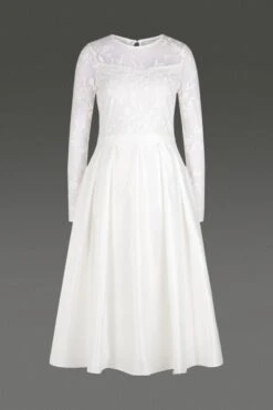 Coast Embroidered Bodice Satin Skirt Dress -Simply Feminine Shop acc01331 ivory xl 3 1