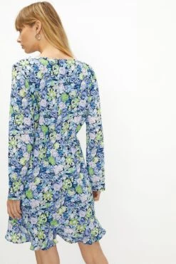 Coast Wrap Front V Neck Printed Mini Dress -Simply Feminine Shop acc01553 blue xl 2