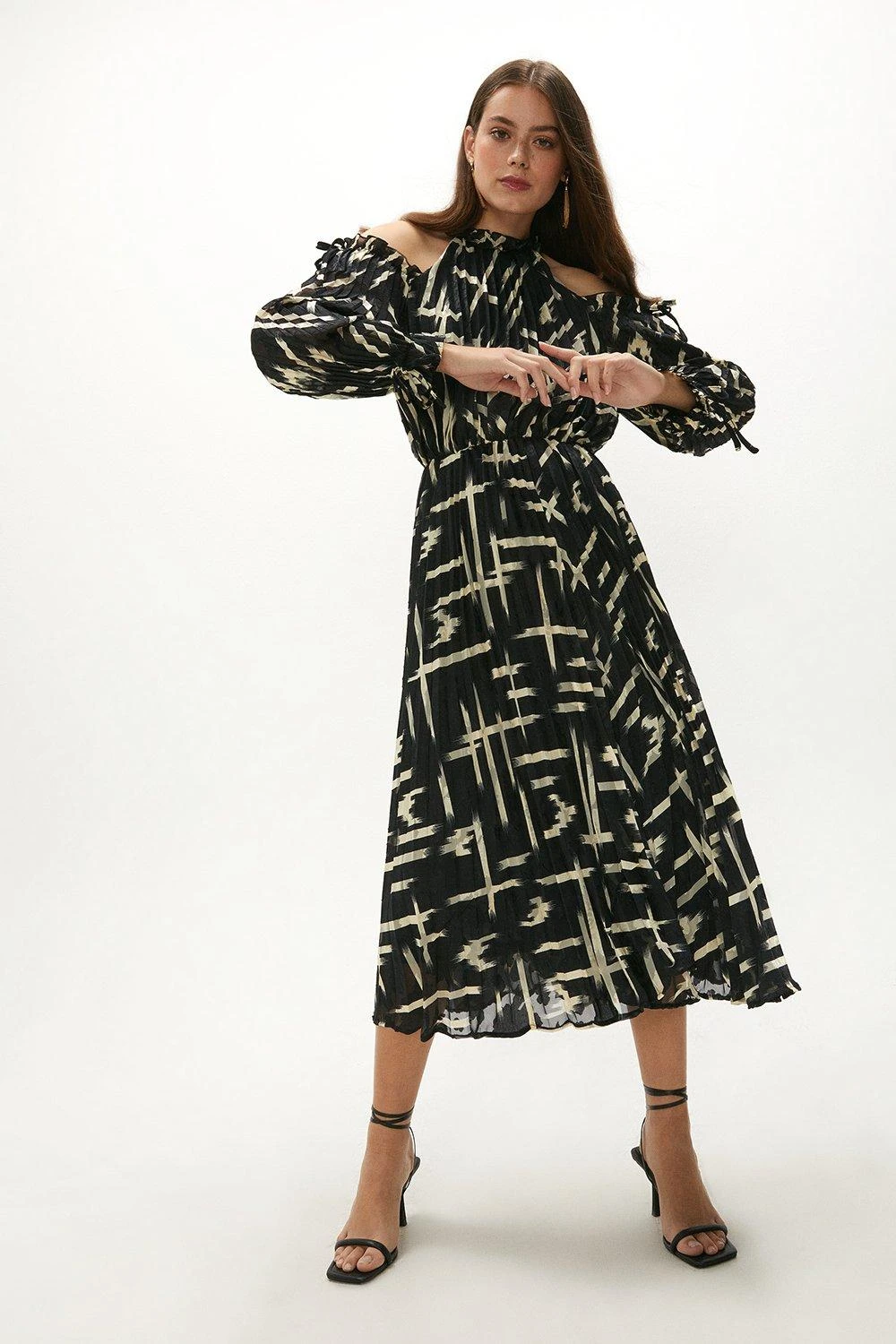 Coast Geo Textured Cold Shoulder Midi Dress 3 Coast Geo Textured Cold Shoulder Midi Dress