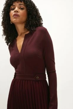 Coast Tab Detail Ponte Top Midi Dress -Simply Feminine Shop acc02381 aubergine xl 1