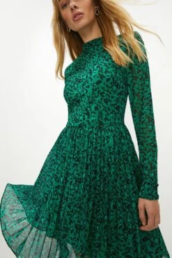 Coast Pleat Skirt Printed Midi Dress 9 Coast Pleat Skirt Printed Midi Dress -Simply Feminine Shop acc02439 green xl 1