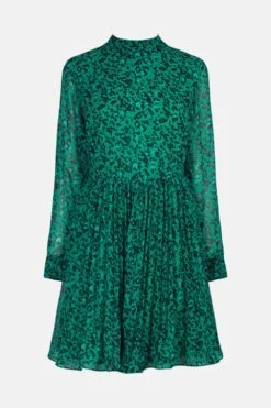 Coast Pleat Skirt Printed Midi Dress 7 Coast Pleat Skirt Printed Midi Dress -Simply Feminine Shop acc02439 green xl 3