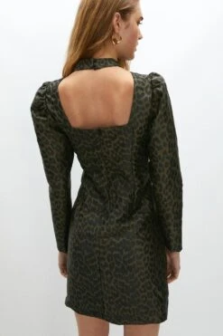 Coast High Neck Long Sleeve Mini Dress -Simply Feminine Shop acc02465 leopard xl 1