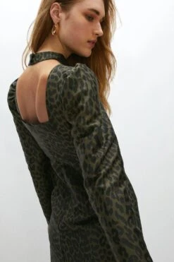 Coast High Neck Long Sleeve Mini Dress -Simply Feminine Shop acc02465 leopard xl 2