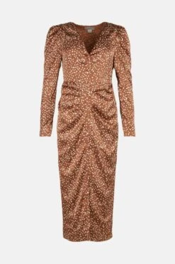 Coast Ruched Button Through Midi Dress 9 Coast Ruched Button Through Midi Dress -Simply Feminine Shop acc02497 chocolate xl 3