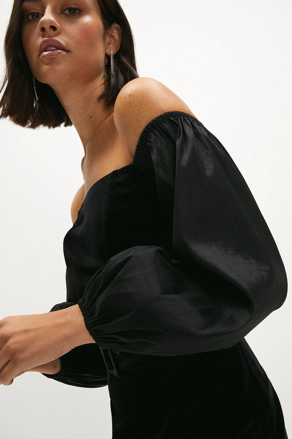 Coast Taffeta Puff Sleeve Velvet Dress 6 Coast Taffeta Puff Sleeve Velvet Dress - Image 4