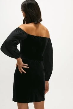 Coast Taffeta Puff Sleeve Velvet Dress 8 Coast Taffeta Puff Sleeve Velvet Dress -Simply Feminine Shop acc02766 black xl 2