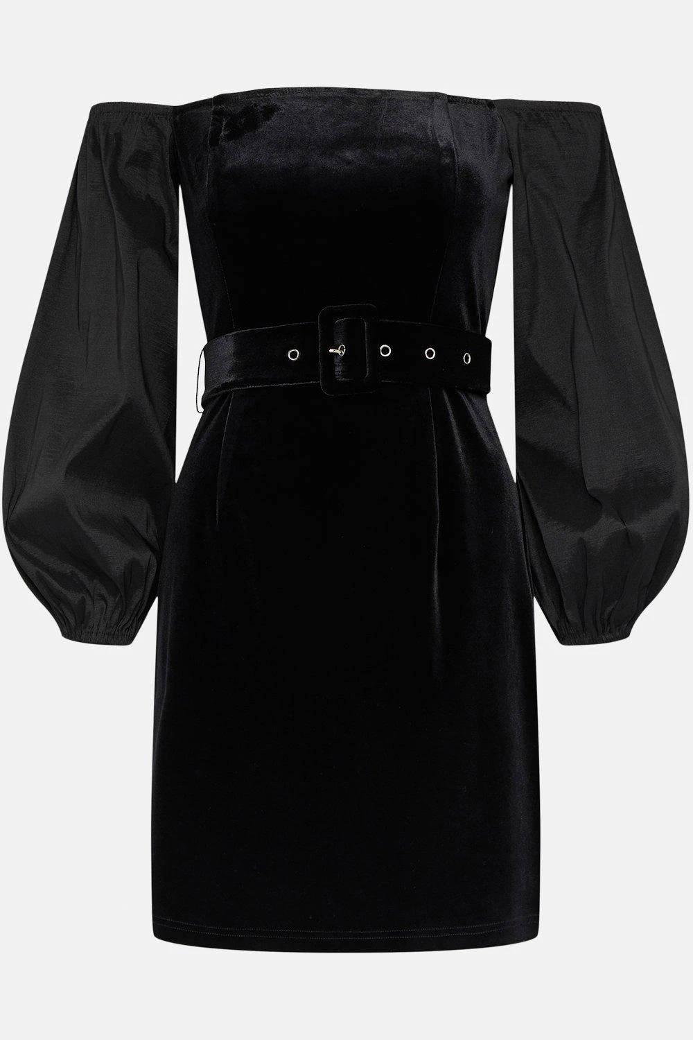 Coast Taffeta Puff Sleeve Velvet Dress 4 Coast Taffeta Puff Sleeve Velvet Dress - Image 2