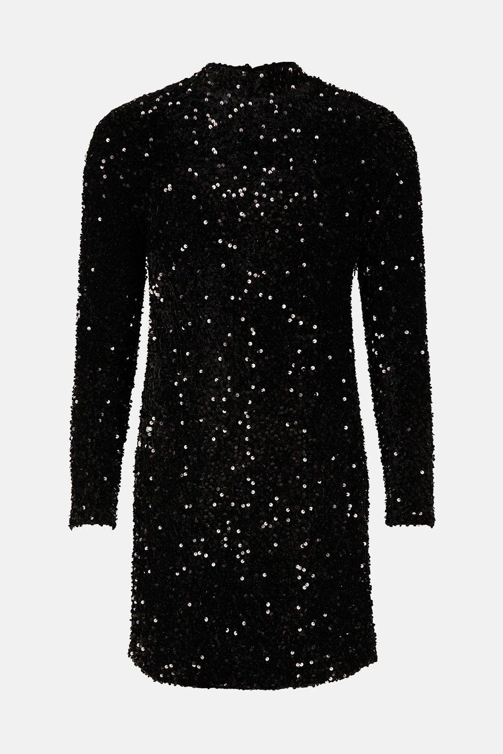 Coast Velvet Sequin High Neck Mini Dress 4 Coast Velvet Sequin High Neck Mini Dress - Image 2