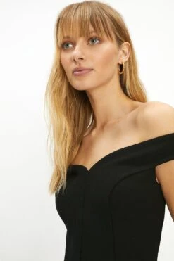 Coast Premium Stretch Crepe Bardot Fitted Midi Dress -Simply Feminine Shop acc02865 black xl 1