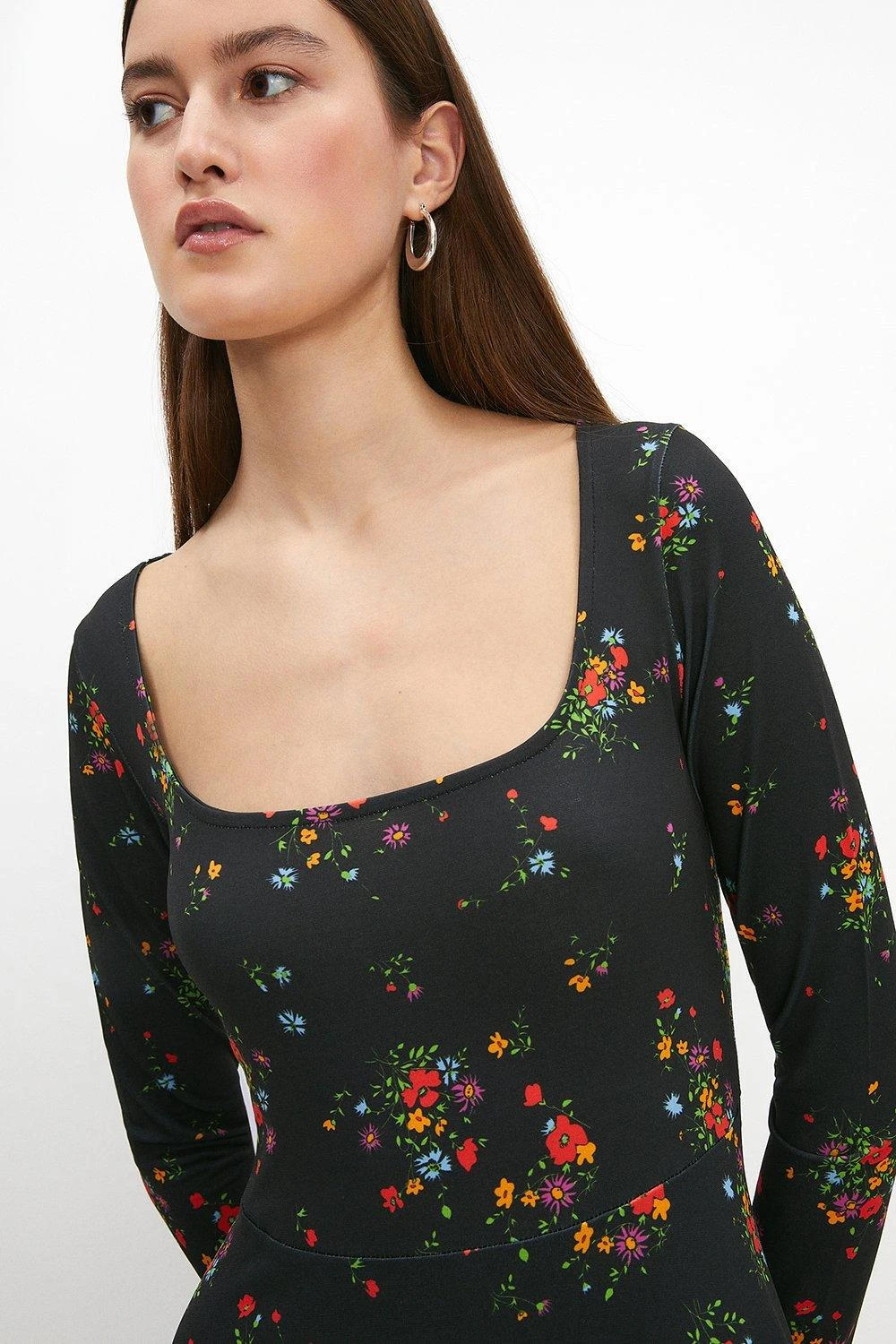 Coast Voop Neck Fit And Flare Printed Jersey Dress 4 Coast Voop Neck Fit And Flare Printed Jersey Dress - Image 2