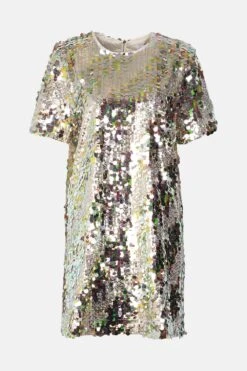 Coast Sequin Short Sleeve Mini Dress -Simply Feminine Shop acc03056 gold xl 4