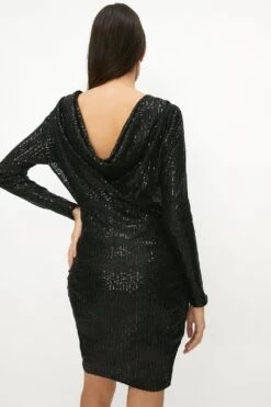 Coast Sequin Cowl Back Mini Dress -Simply Feminine Shop acc03096 black xl 2