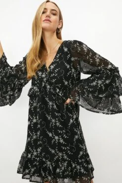 Coast Premium Georgette Broderie Flare Sleeve Dress 9 Coast Premium Georgette Broderie Flare Sleeve Dress -Simply Feminine Shop acc03214 black xl 1