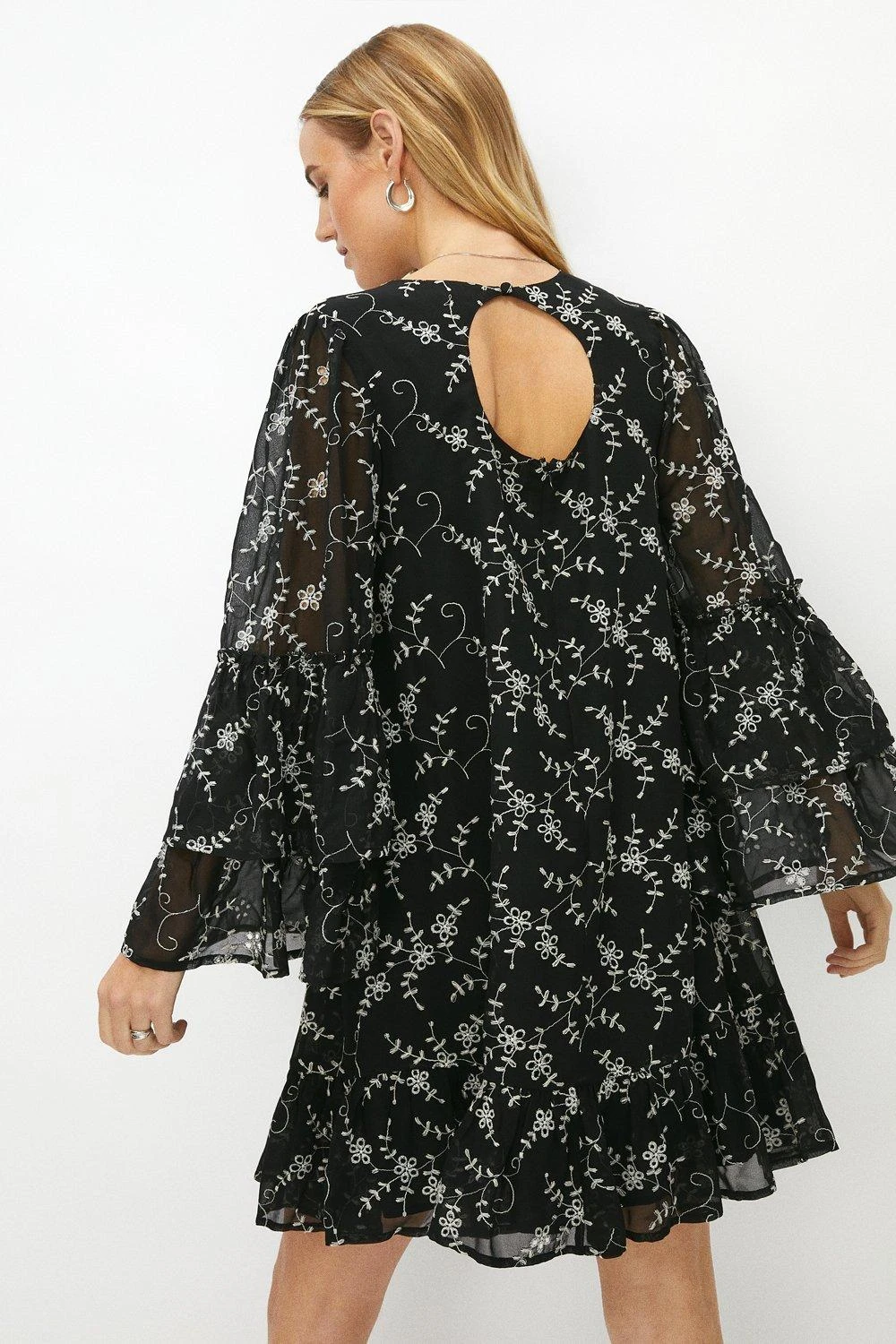 Coast Premium Georgette Broderie Flare Sleeve Dress 5 Coast Premium Georgette Broderie Flare Sleeve Dress - Image 3