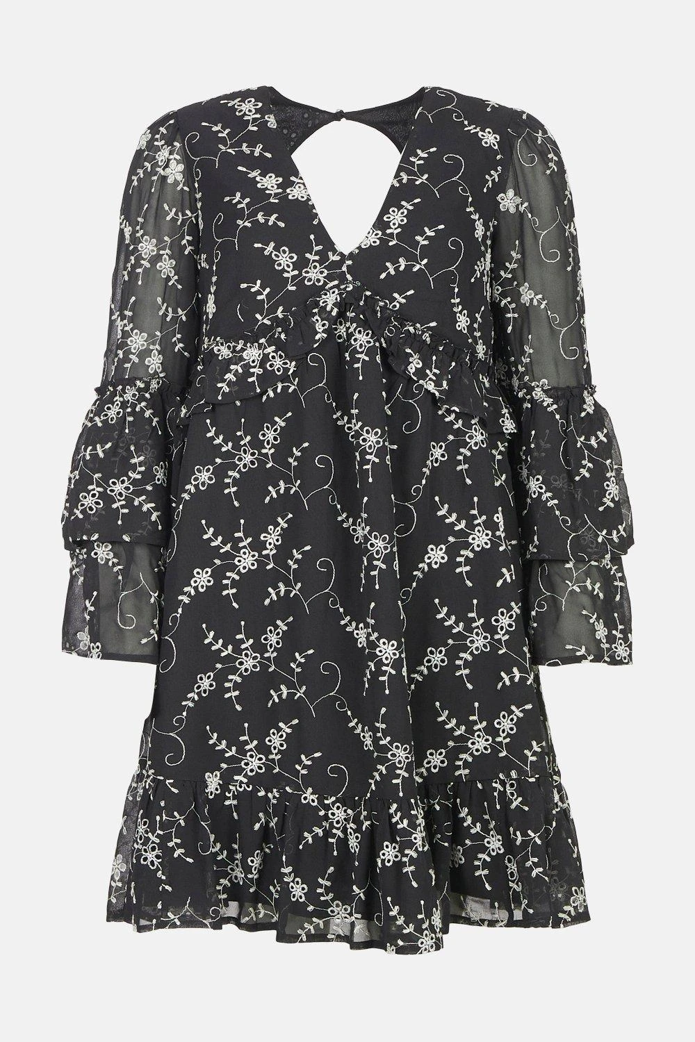 Coast Premium Georgette Broderie Flare Sleeve Dress 4 Coast Premium Georgette Broderie Flare Sleeve Dress - Image 2