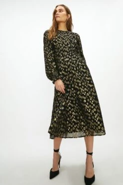 Coast Premium Gold Fleck Back Detail Midi Dress