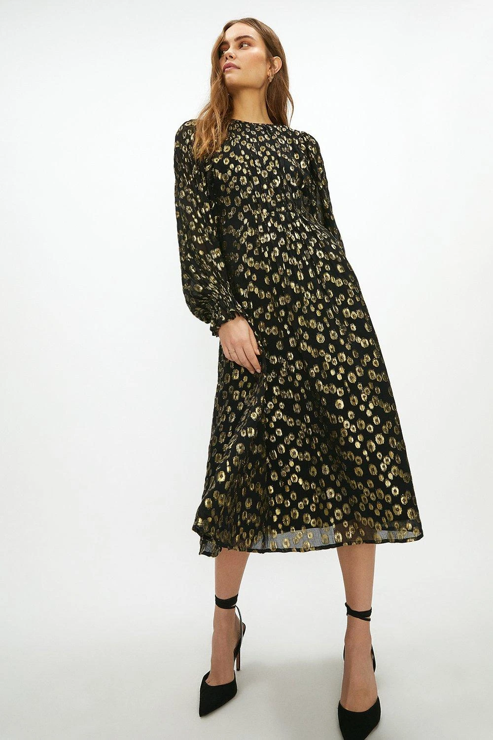 Coast Premium Gold Fleck Back Detail Midi Dress 3 Coast Premium Gold Fleck Back Detail Midi Dress