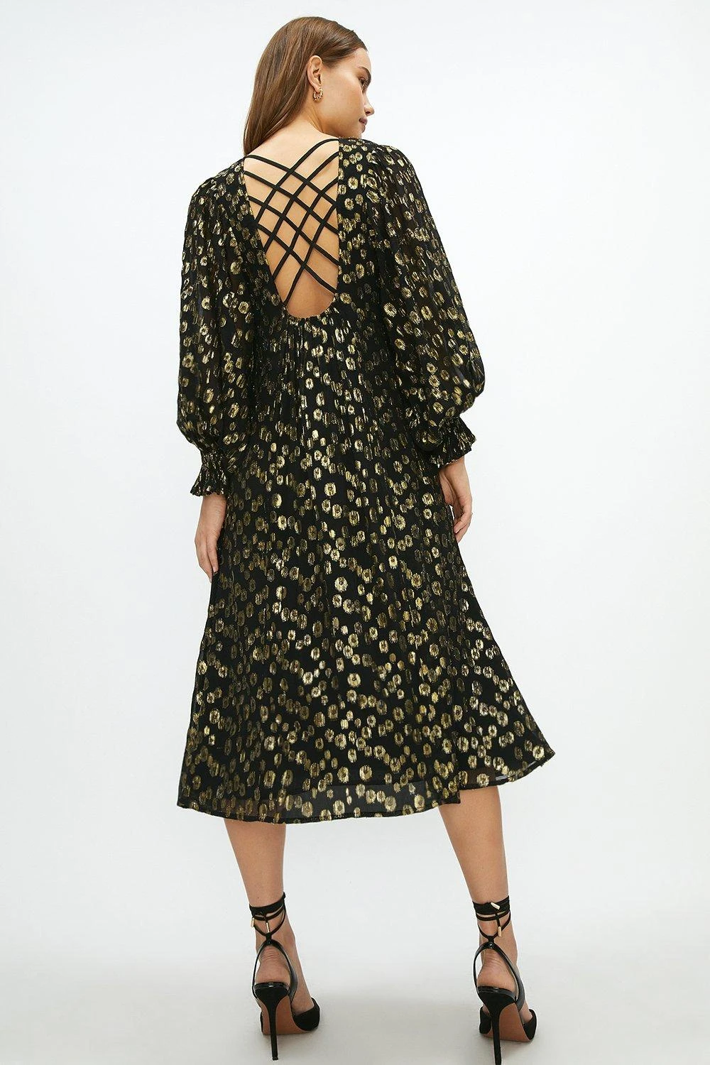 Coast Premium Gold Fleck Back Detail Midi Dress 5 Coast Premium Gold Fleck Back Detail Midi Dress - Image 3