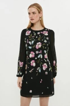 Coast Embellished Long Sleeve Mini Dress