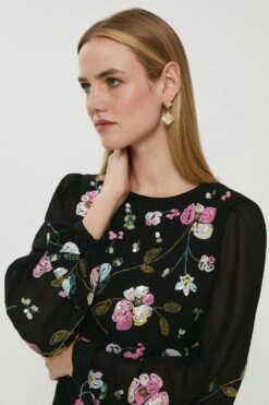 Coast Embellished Long Sleeve Mini Dress -Simply Feminine Shop acc03453 black xl 2