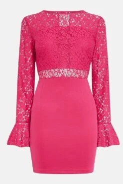 Coast Long Sleeve Lace Short Shift Dress 9 Coast Long Sleeve Lace Short Shift Dress -Simply Feminine Shop acc98467 cerise xl 3