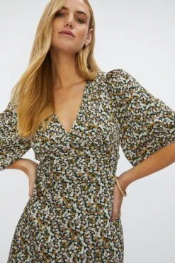 Coast V Neck Angel Sleeve Dress 9 Coast V Neck Angel Sleeve Dress -Simply Feminine Shop bcc00061 multi xl 1