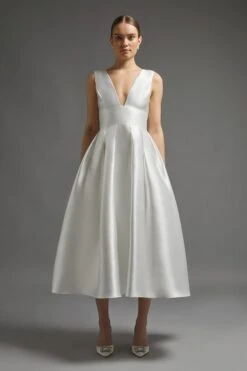 Coast Structured Deep V Full Midi Dress