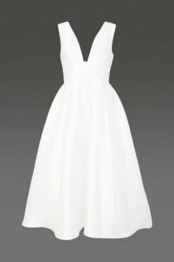 Coast Structured Deep V Full Midi Dress -Simply Feminine Shop bcc00216 ivory xl 3 1