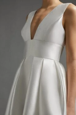 Coast Structured Deep V Full Midi Dress -Simply Feminine Shop bcc00216 ivory xl 5