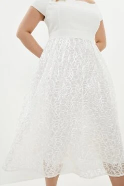 Coast Plus Size Embroidered Midi Dress 8 Coast Plus Size Embroidered Midi Dress -Simply Feminine Shop bcc00273 ivory xl 1