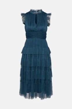 Coast Petite Tulle Tiered Frill Sleeve Dress -Simply Feminine Shop bcc00280 blue xl 4