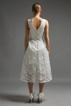 Coast High Low Clipped Jacquard Dress 10 Coast High Low Clipped Jacquard Dress -Simply Feminine Shop bcc00309 ivory xl 2