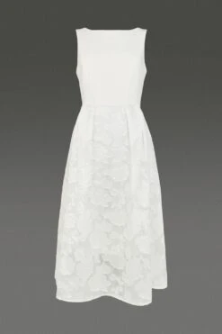 Coast High Low Clipped Jacquard Dress 12 Coast High Low Clipped Jacquard Dress -Simply Feminine Shop bcc00309 ivory xl 3 1