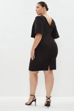 Coast Plus Size Flare Sleeve Ruche Waist Midi Dress -Simply Feminine Shop bcc00373 black xl 2