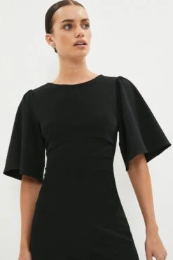Coast Petite Flare Sleeve Ruche Midi Dress -Simply Feminine Shop bcc00391 black xl 1