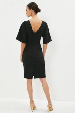 Coast Petite Flare Sleeve Ruche Midi Dress -Simply Feminine Shop bcc00391 black xl 2