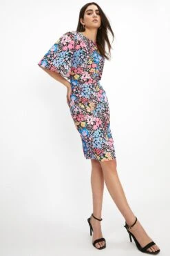 Coast Flare Sleeve Printed Midi Dress