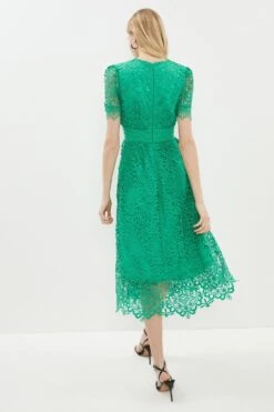 Coast Lace V Neck Full Skirt Midi Dress -Simply Feminine Shop bcc00426 green xl 2