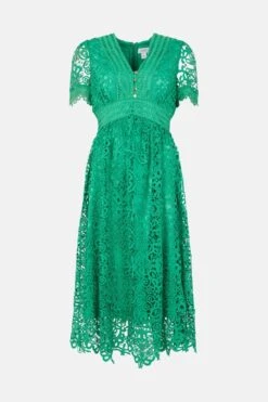 Coast Lace V Neck Full Skirt Midi Dress -Simply Feminine Shop bcc00426 green xl 3