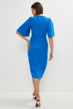 Coast Flare Sleeve Crepe Wrap Pencil Dress -Simply Feminine Shop bcc00458 cobalt xl 2