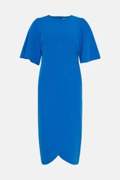 Coast Flare Sleeve Crepe Wrap Pencil Dress -Simply Feminine Shop bcc00458 cobalt xl 3