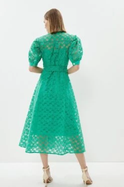 Coast Petite Organza Puff Sleeve Tie Waist Midi Dress -Simply Feminine Shop bcc00475 bright20green xl 2
