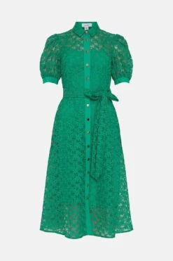 Coast Petite Organza Puff Sleeve Tie Waist Midi Dress -Simply Feminine Shop bcc00475 bright20green xl 3