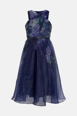 Coast Petite Wrap Front Full Skirt Organza Dress -Simply Feminine Shop bcc00476 navy xl 3