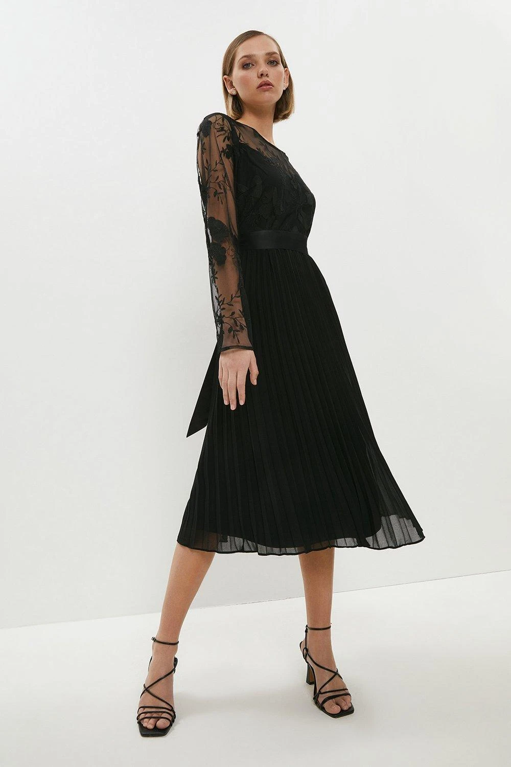 Coast Petite Embroidered Pleated Skirt Midi Dress 4 Coast Petite Embroidered Pleated Skirt Midi Dress - Image 2