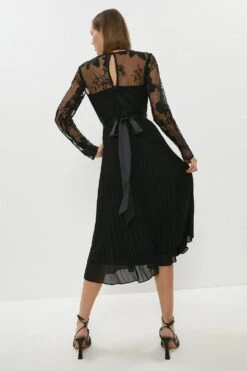 Coast Petite Embroidered Pleated Skirt Midi Dress 7 Coast Petite Embroidered Pleated Skirt Midi Dress -Simply Feminine Shop bcc00477 black xl 2