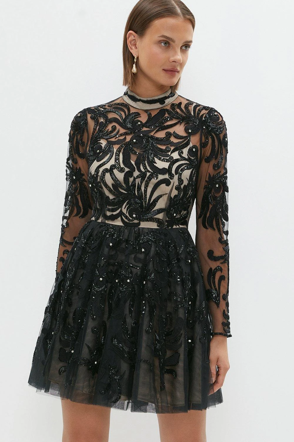 Coast Premium Long Sleeve Embellished Mini Dress 3 Coast Premium Long Sleeve Embellished Mini Dress