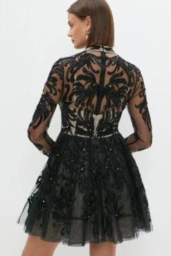 Coast Premium Long Sleeve Embellished Mini Dress 8 Coast Premium Long Sleeve Embellished Mini Dress -Simply Feminine Shop bcc00496 black xl 2